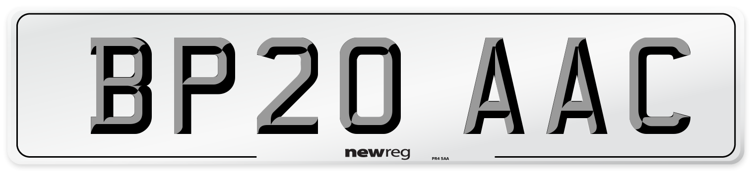 BP20 AAC Number Plate from New Reg